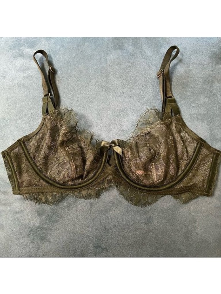 Nwt Victoria’s Secret Very Sexy Unlined Demi Bra Olive Green Lace Sz 34c